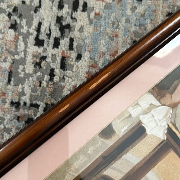 Victorian Lithograph Print Picture frame"Faithful Friend" Girl And Puppy Dog - Picture 7 of 8